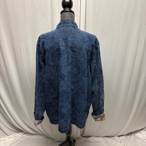 Alfred Dunner Denim Jacket Womens Size 20W Embroidered Paisley Floral Buttons - Picture 4 of 8